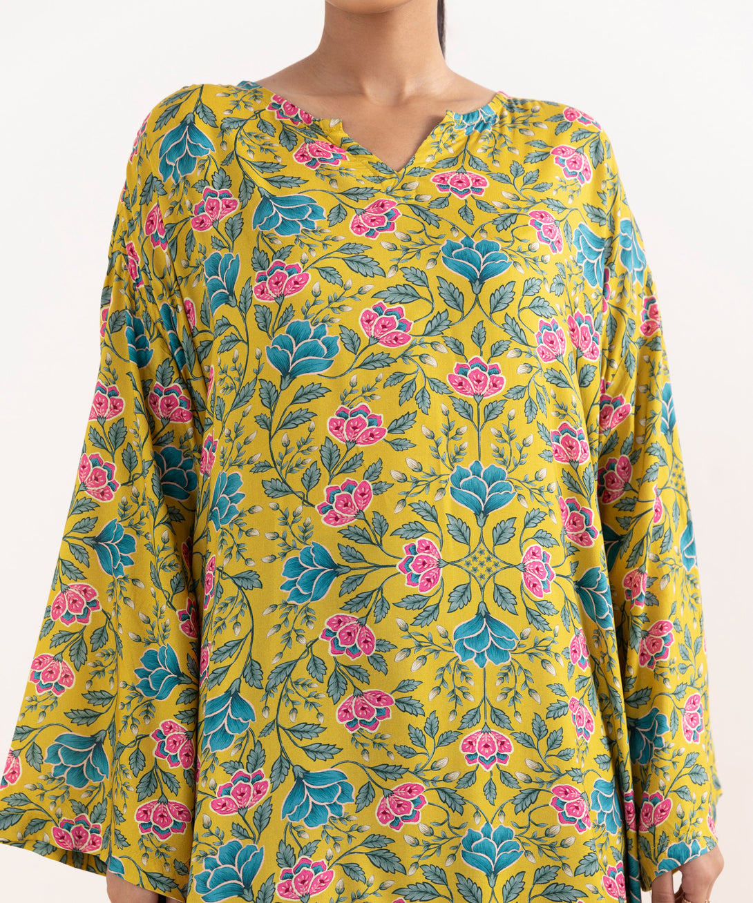 Women's RTW Arabic Lawn Multi Printed Drop Shoulder Shirt