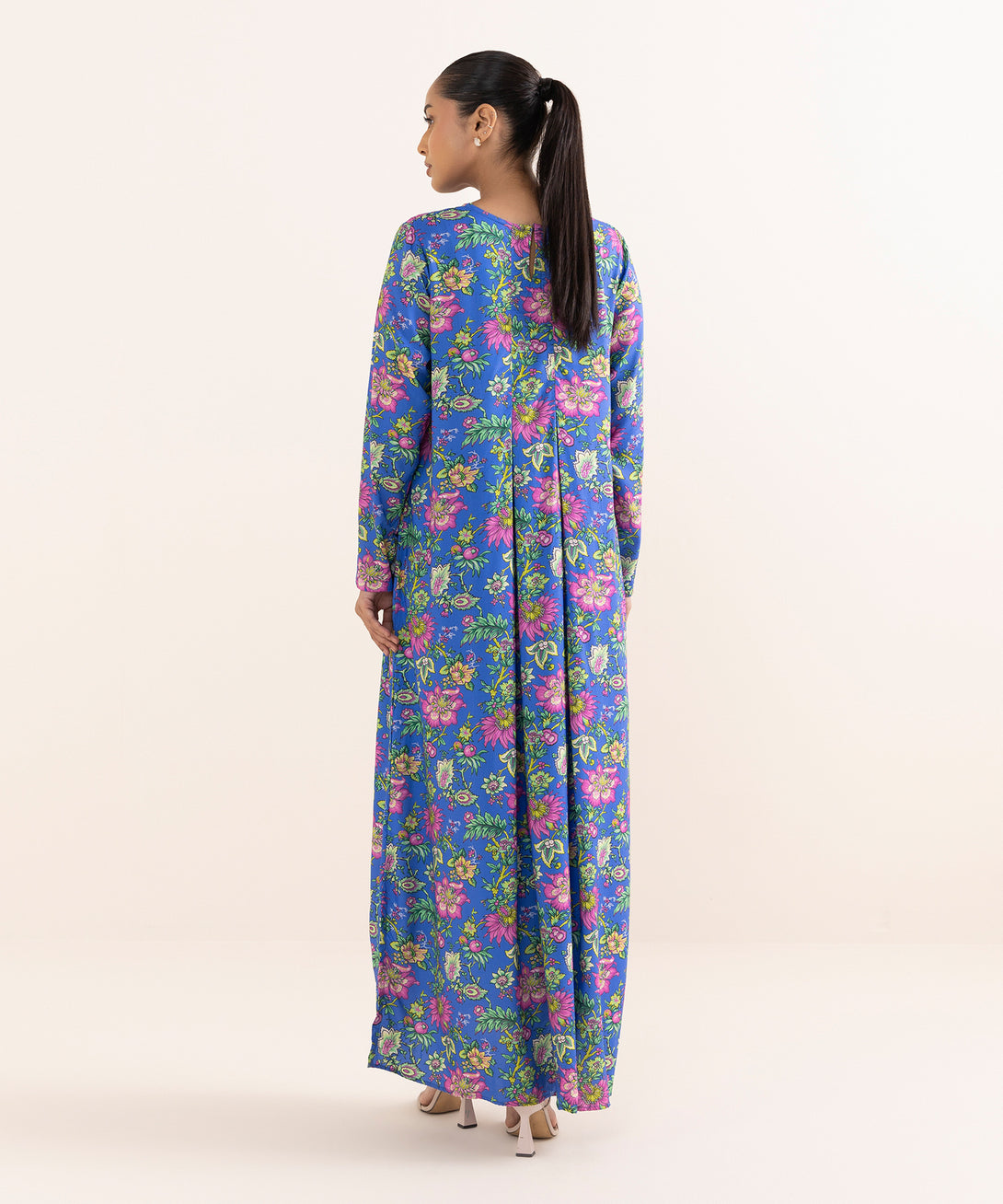 Women's RTW Arabic Lawn Blue Printed A-Line Shirt