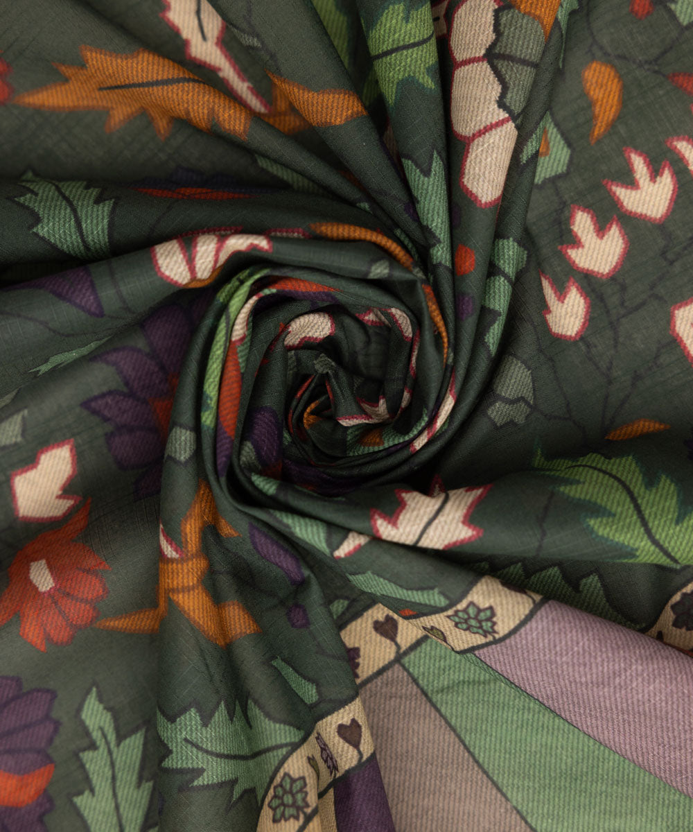 Textured Voile Green Printed Dupatta