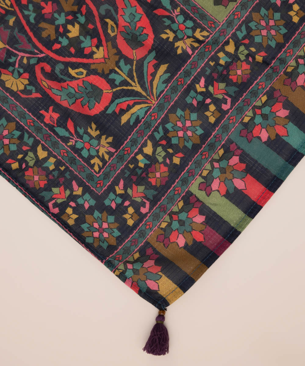Textured Voile Multi Printed Dupatta