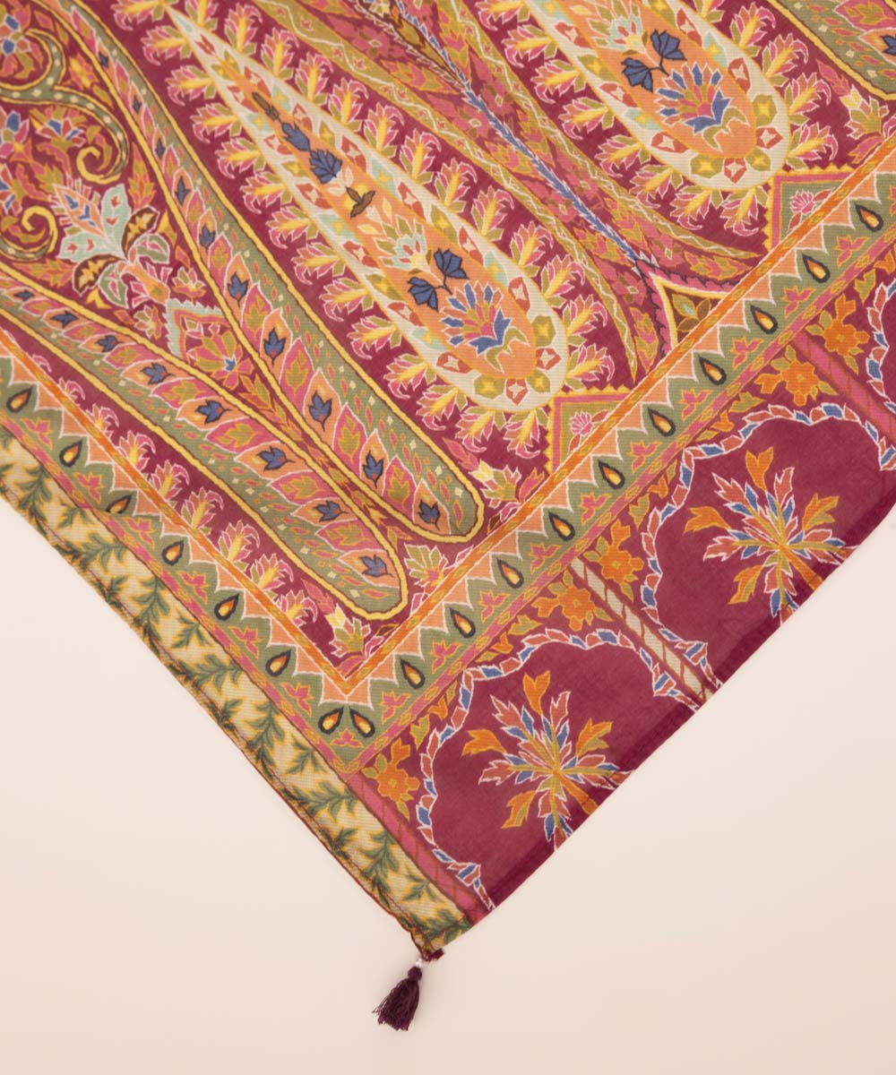 Fine Voile Red Printed Dupatta