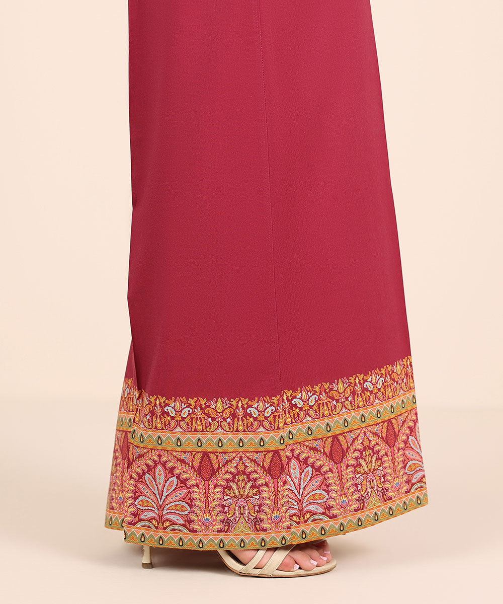Women's RTW Cambric Red Solid Flared Pants