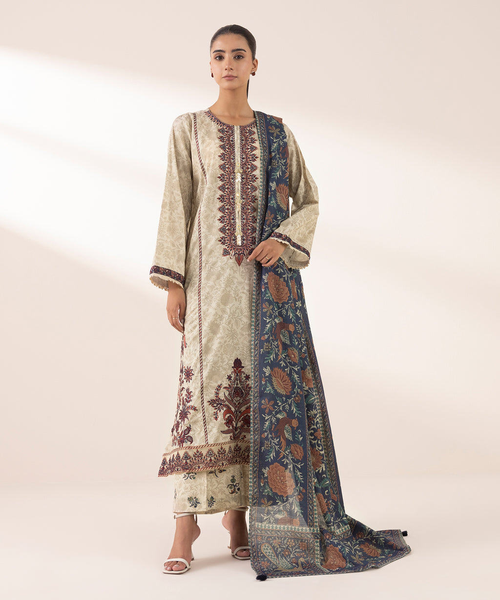 Textured Voile Blue Printed Dupatta