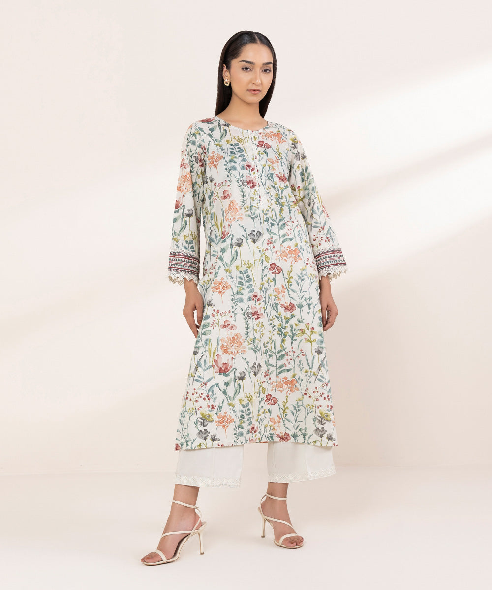 Women's RTW Lawn Multi Printed A-Line Shirt