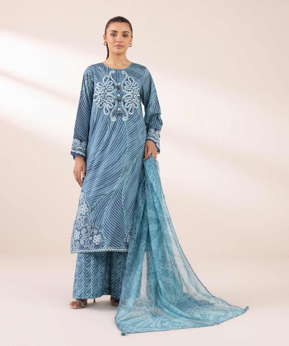 Manaar Blue Printed Dupatta