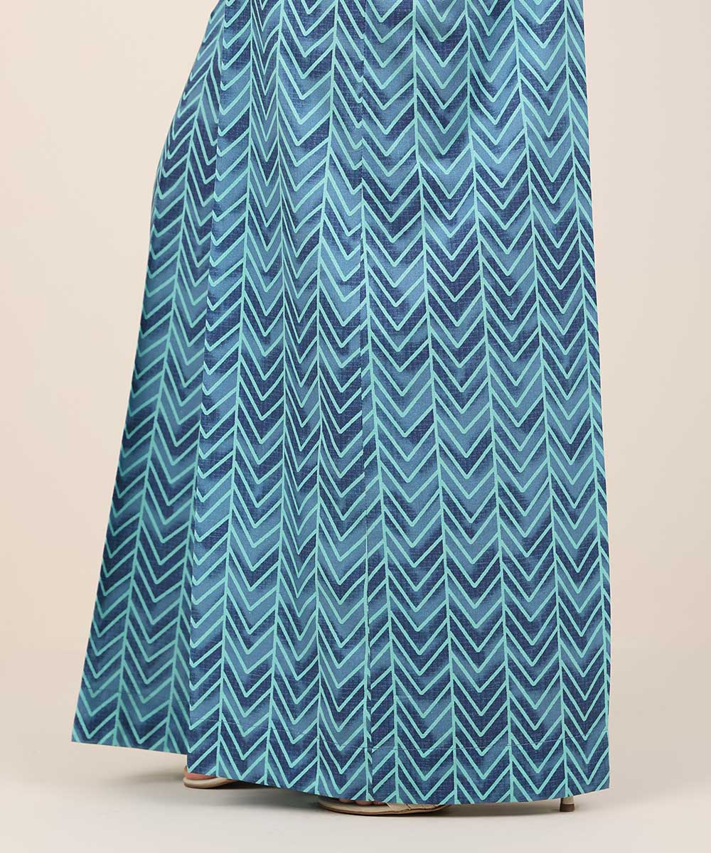 Women's RTW Cambric Blue Printed Flared Pants