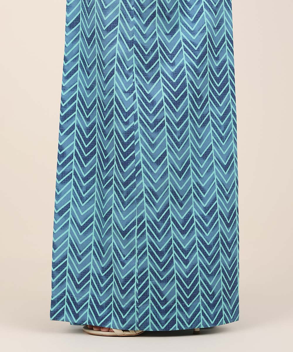Women's RTW Cambric Blue Printed Flared Pants