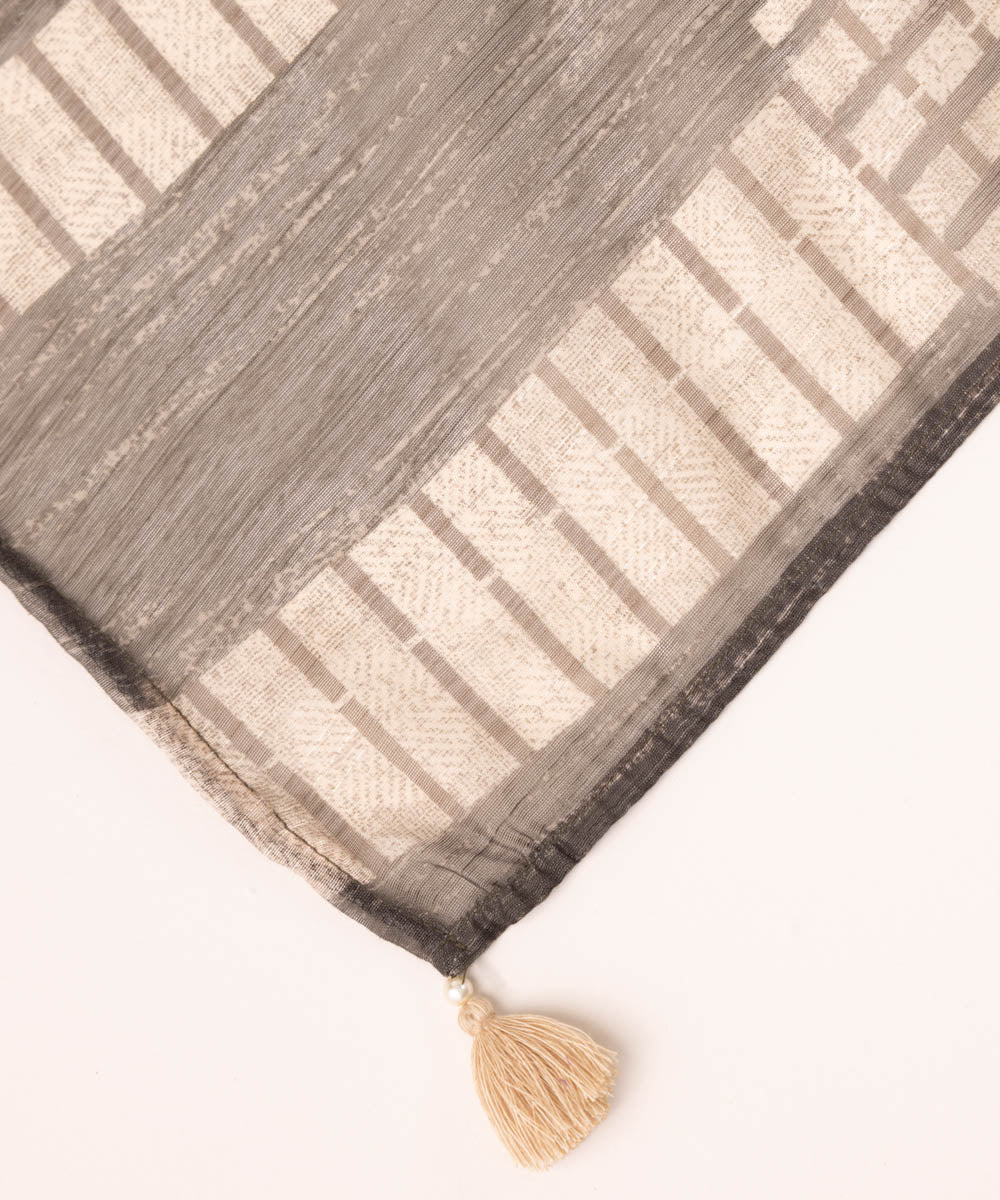 Manaar Brown Printed Dupatta