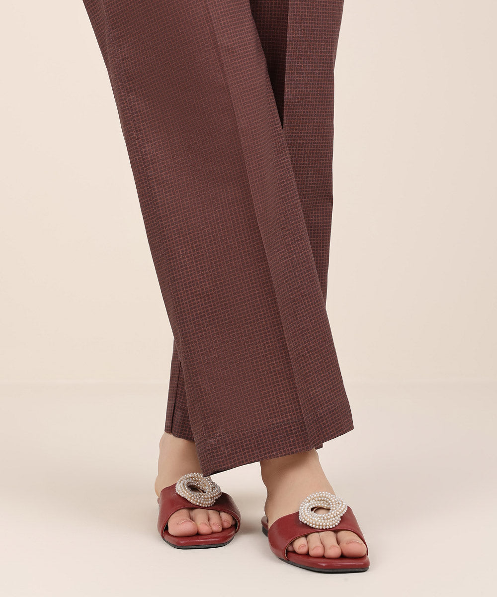 Women's RTW Cambric Brown Printed Straight Pants