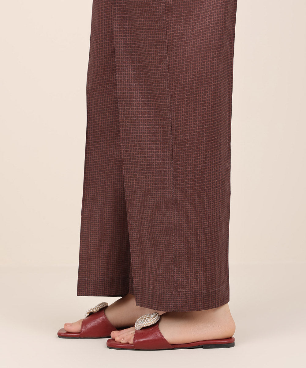 Women's RTW Cambric Brown Printed Straight Pants