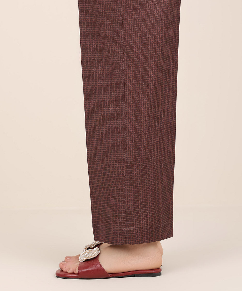 Women's RTW Cambric Brown Printed Straight Pants