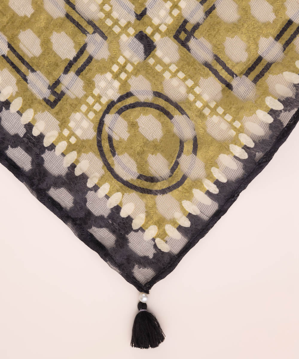 Brochea Jacquard Green Printed Dupatta