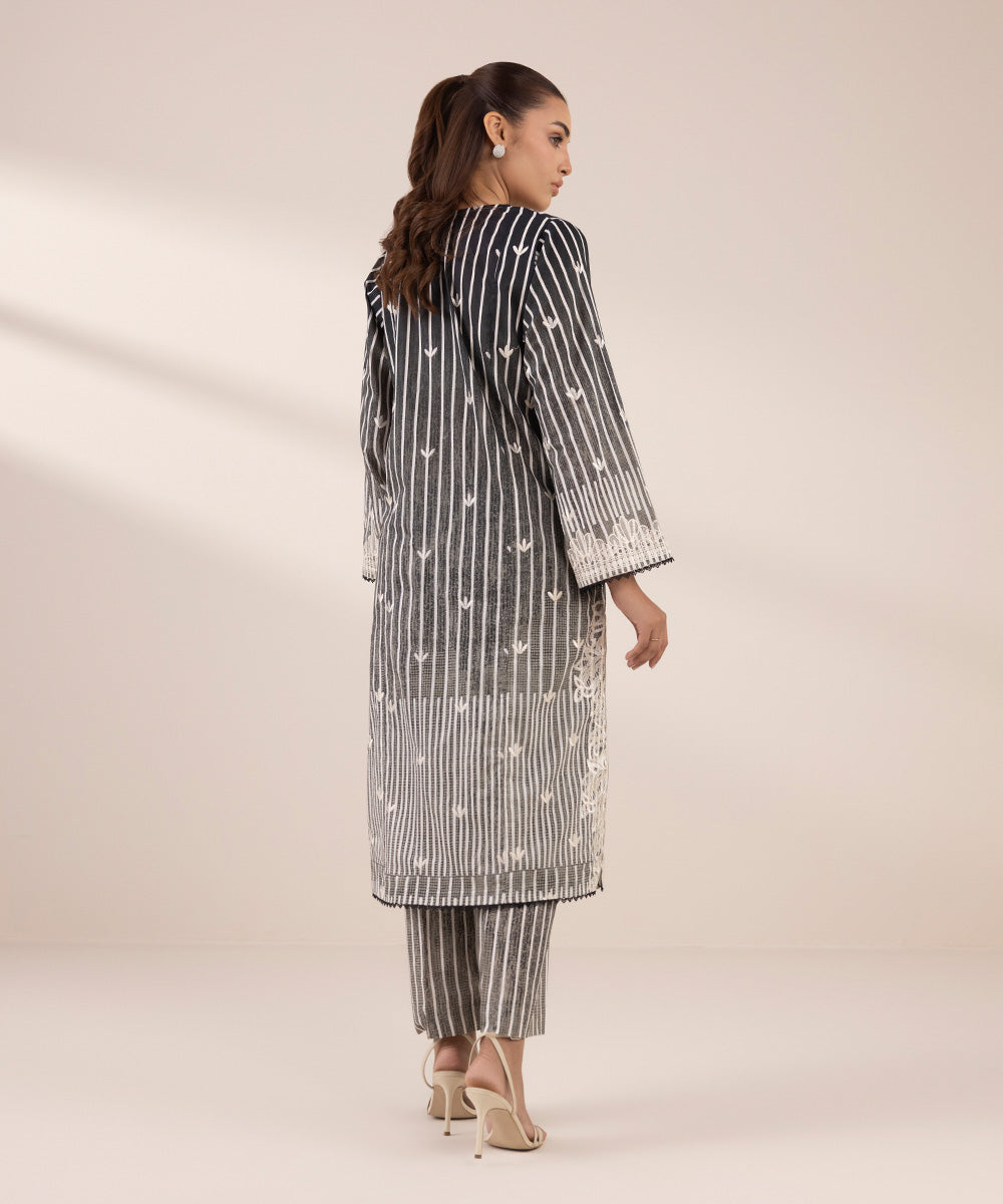 Women's RTW Lawn Black Embroidered Boxy Shirt