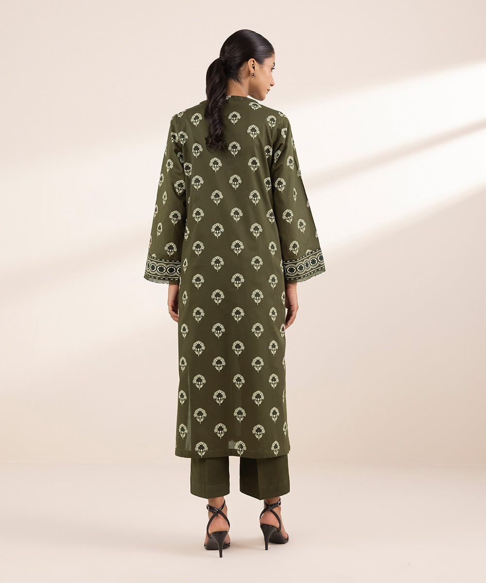 Women's RTW Lawn Green Printed A-Line Shirt
