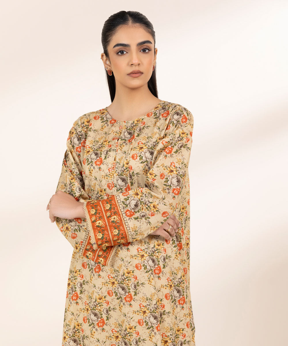 Women's Pret Lawn Beige Printed A-Line Shirt