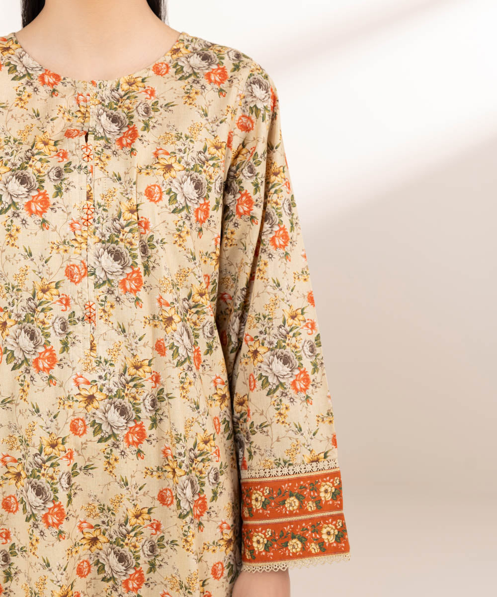 Women's Pret Lawn Beige Printed A-Line Shirt