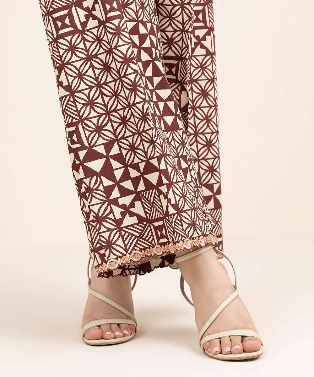 Women's RTW Cambric Red Embroidered Culottes