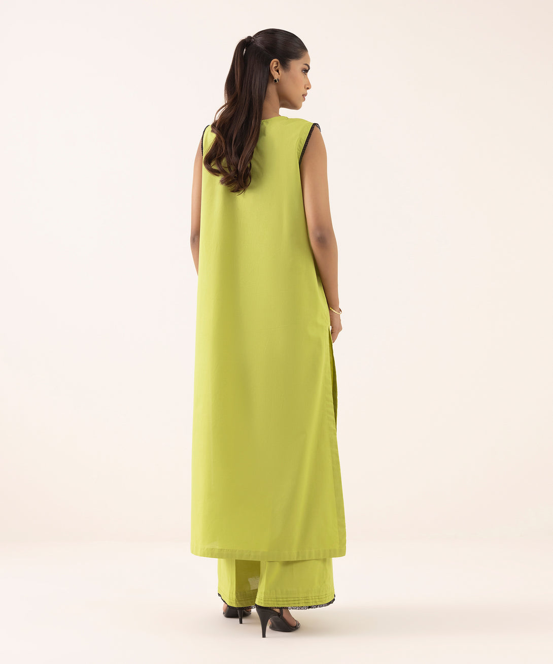 Women's RTW Cambric Green Embroidered A-Line Shirt