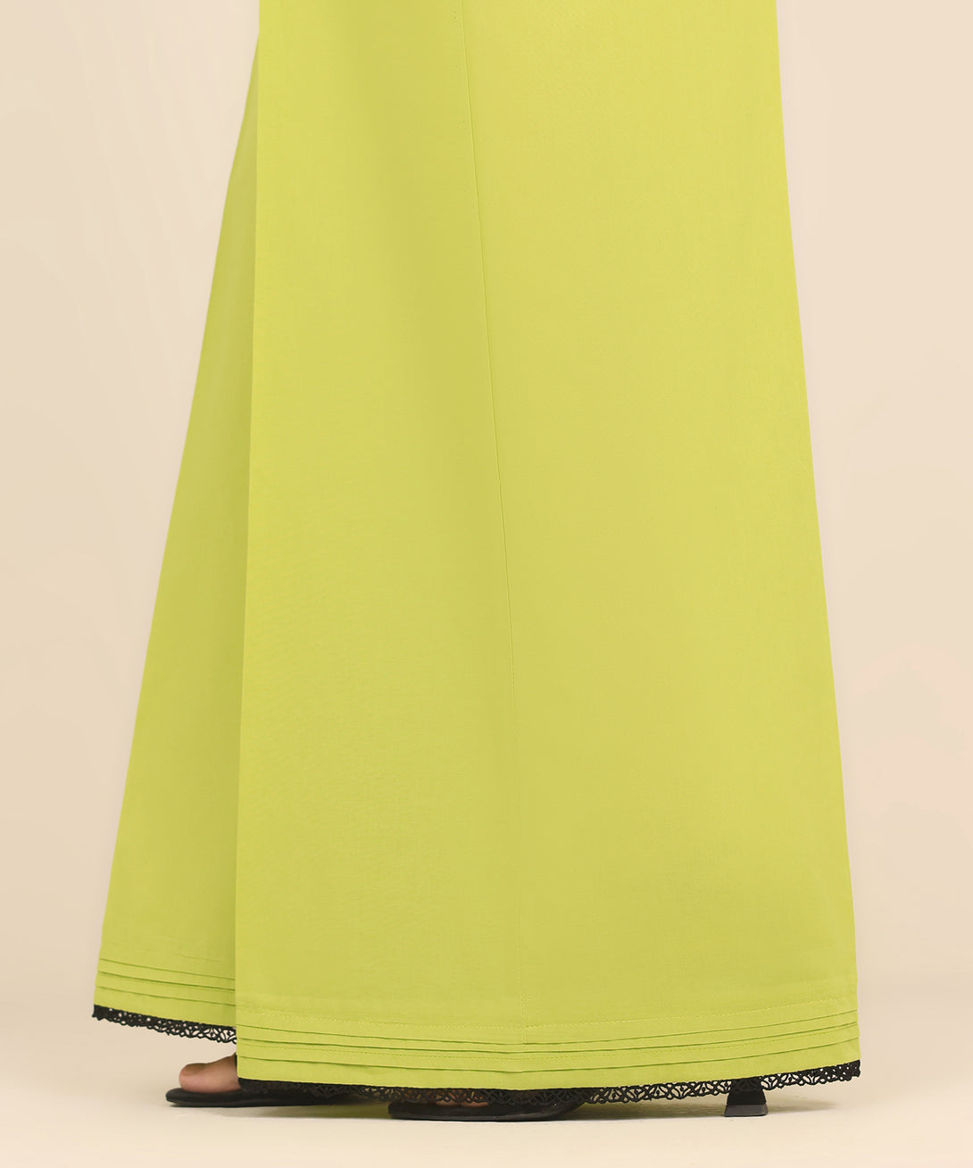 Women's RTW Cambric Green Solid Flared Pants