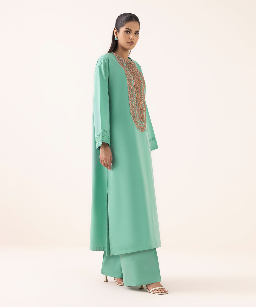 Women's RTW Cambric Blue Embroidered Boxy Shirt