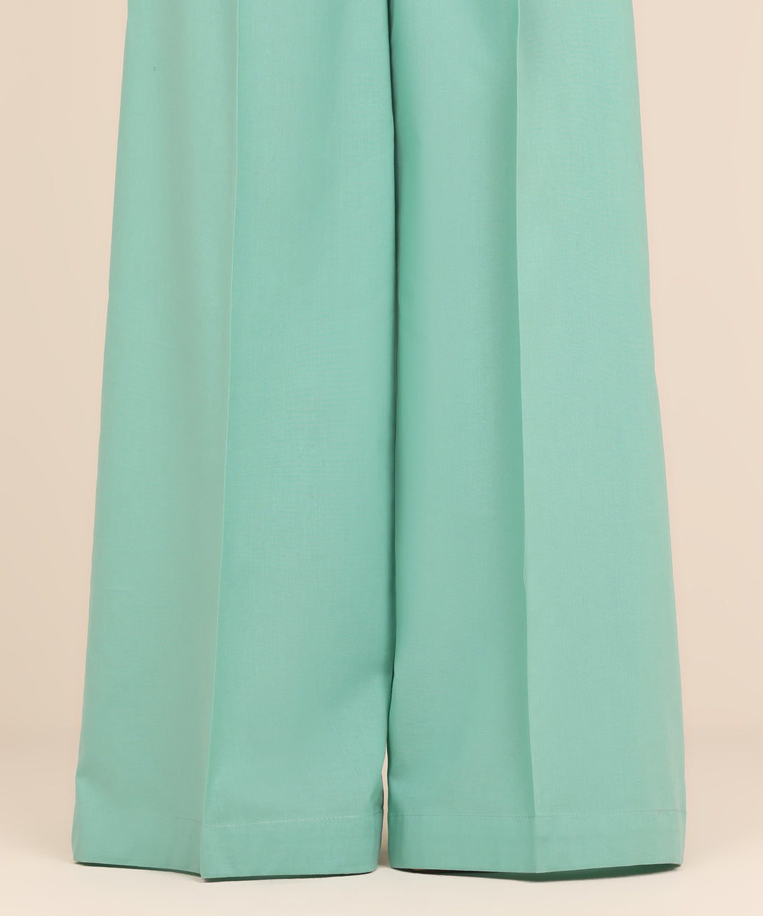 Women's RTW Cambric Blue Solid Flared Pants