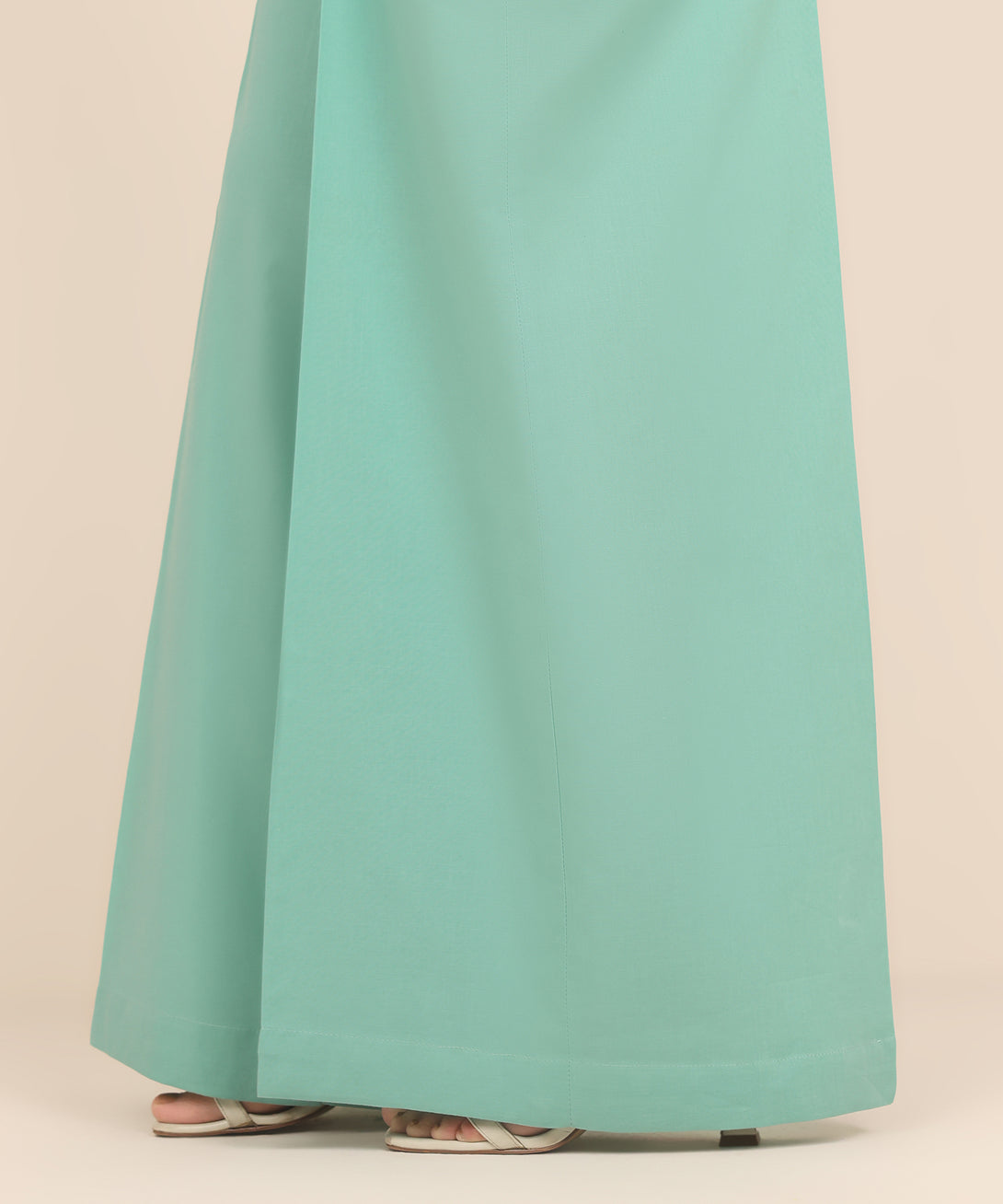 Women's RTW Cambric Blue Solid Flared Pants