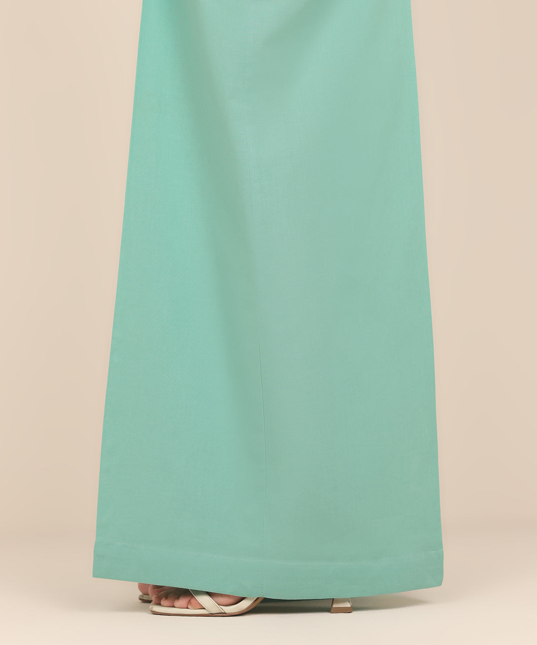 Women's RTW Cambric Blue Solid Flared Pants
