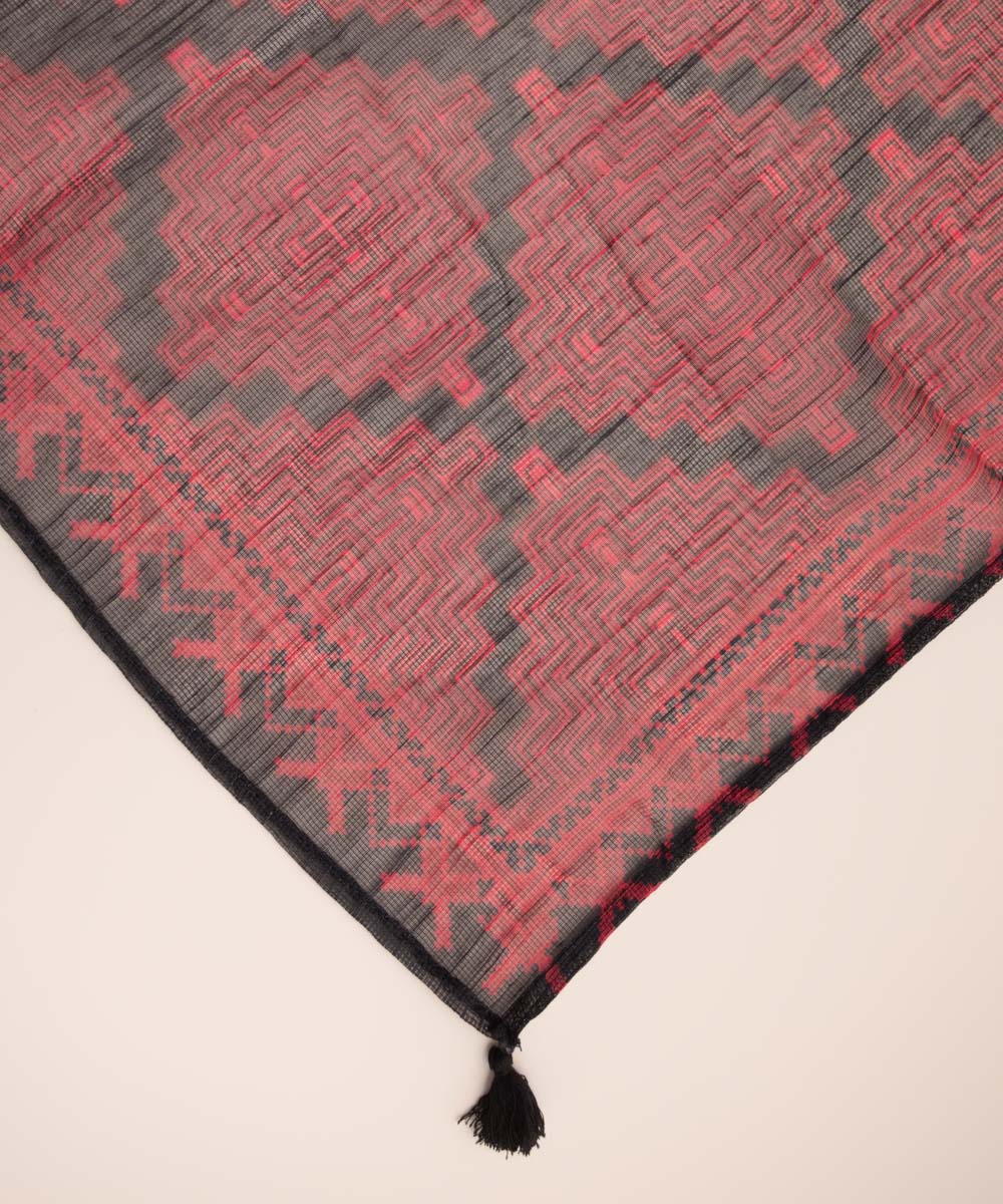 Blended Raw Net Black Printed Dupatta