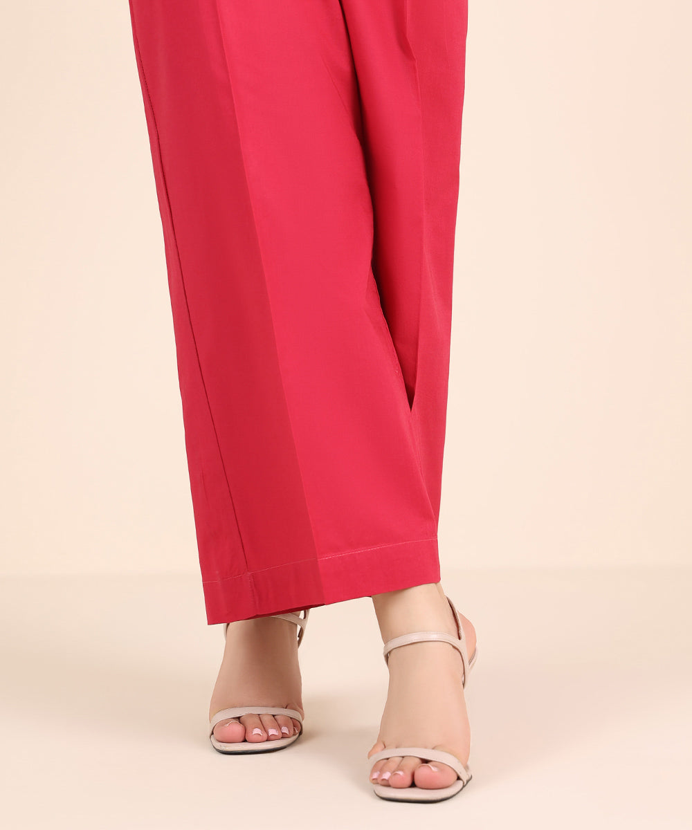 Women's RTW Cambric Pink Solid Culottes