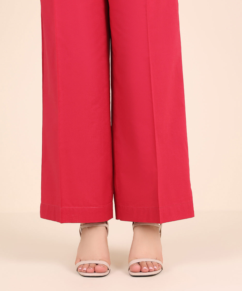 Women's RTW Cambric Pink Solid Culottes