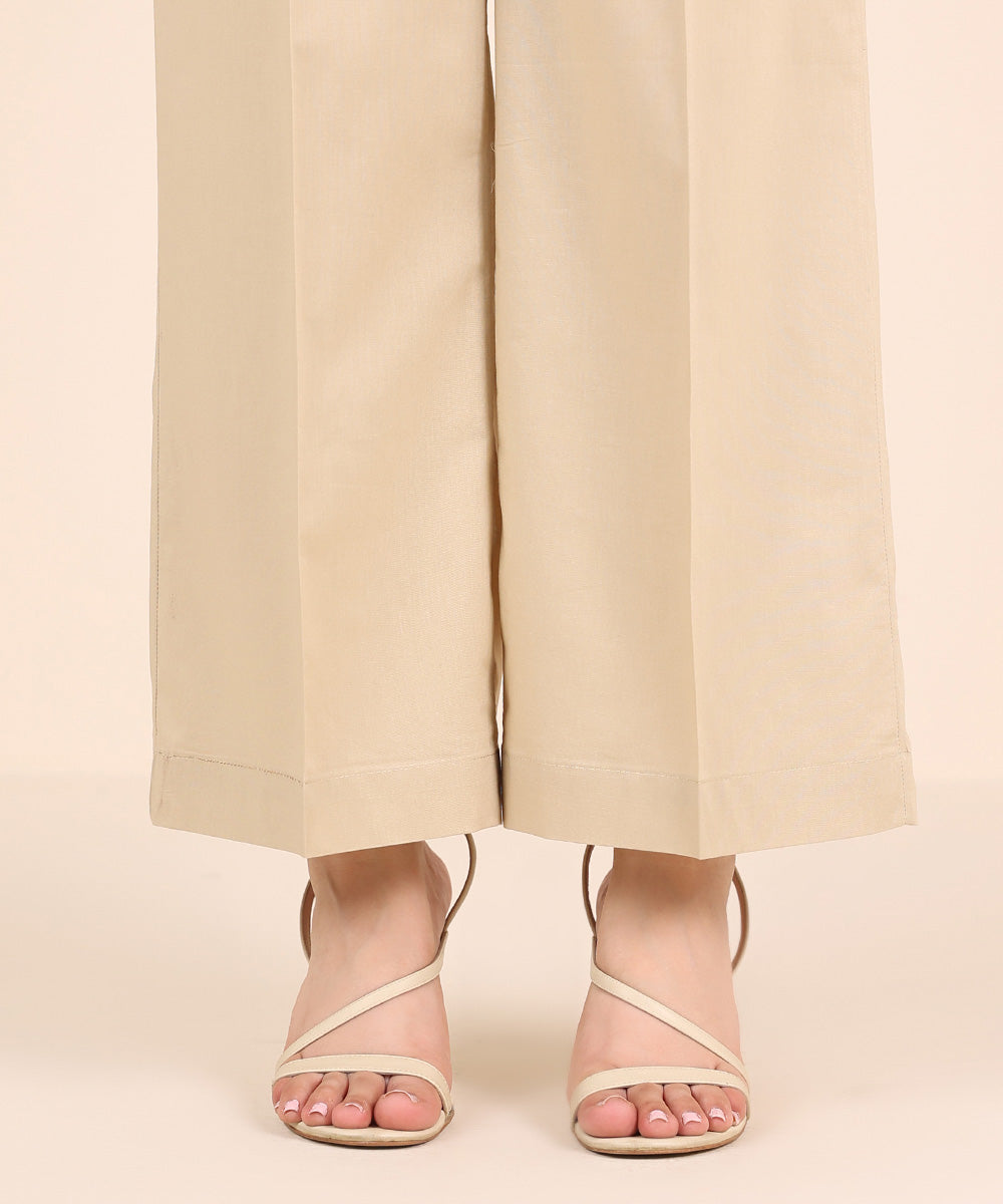 Women's RTW Cambric Beige Solid Culottes