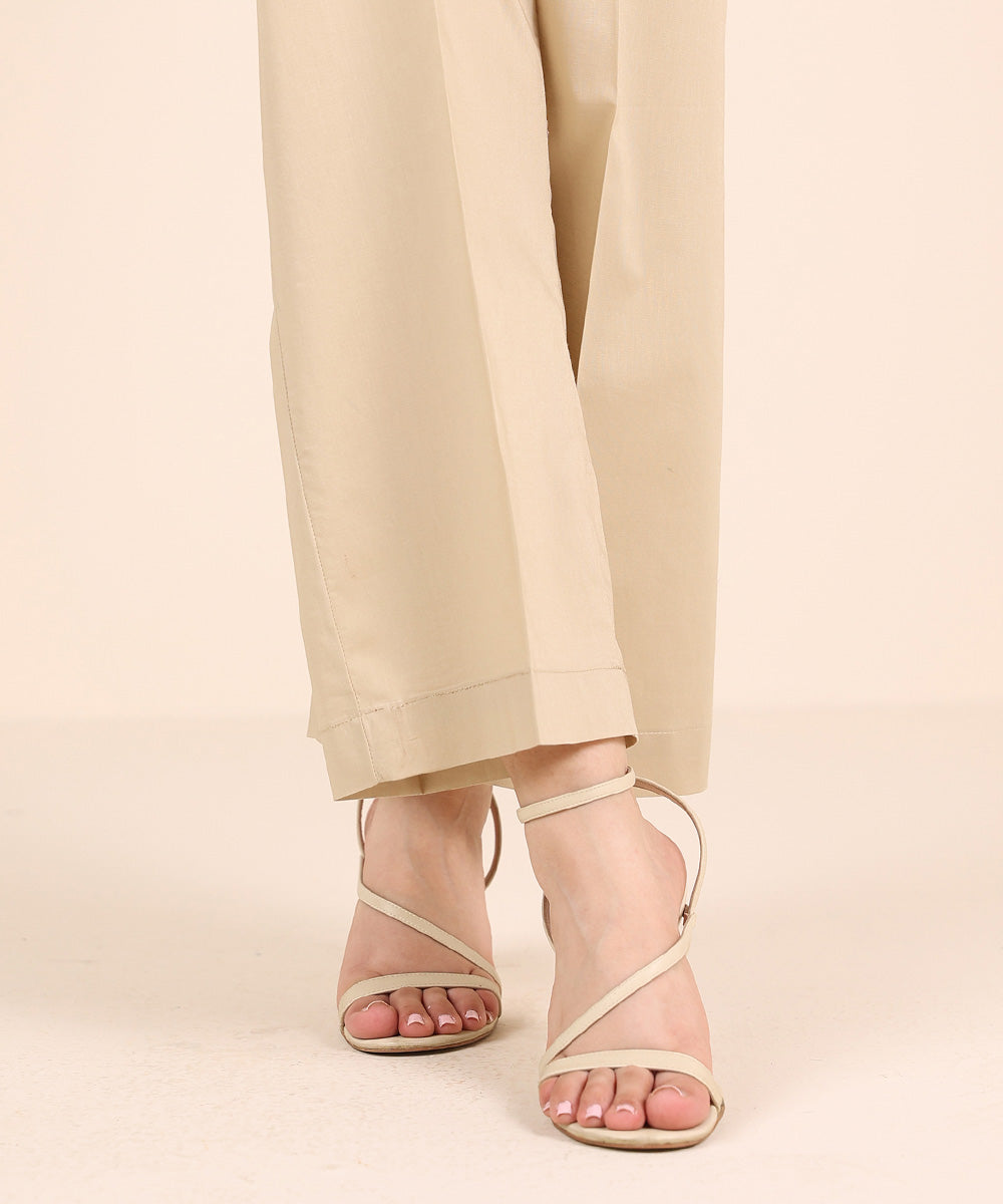 Women's RTW Cambric Beige Solid Culottes
