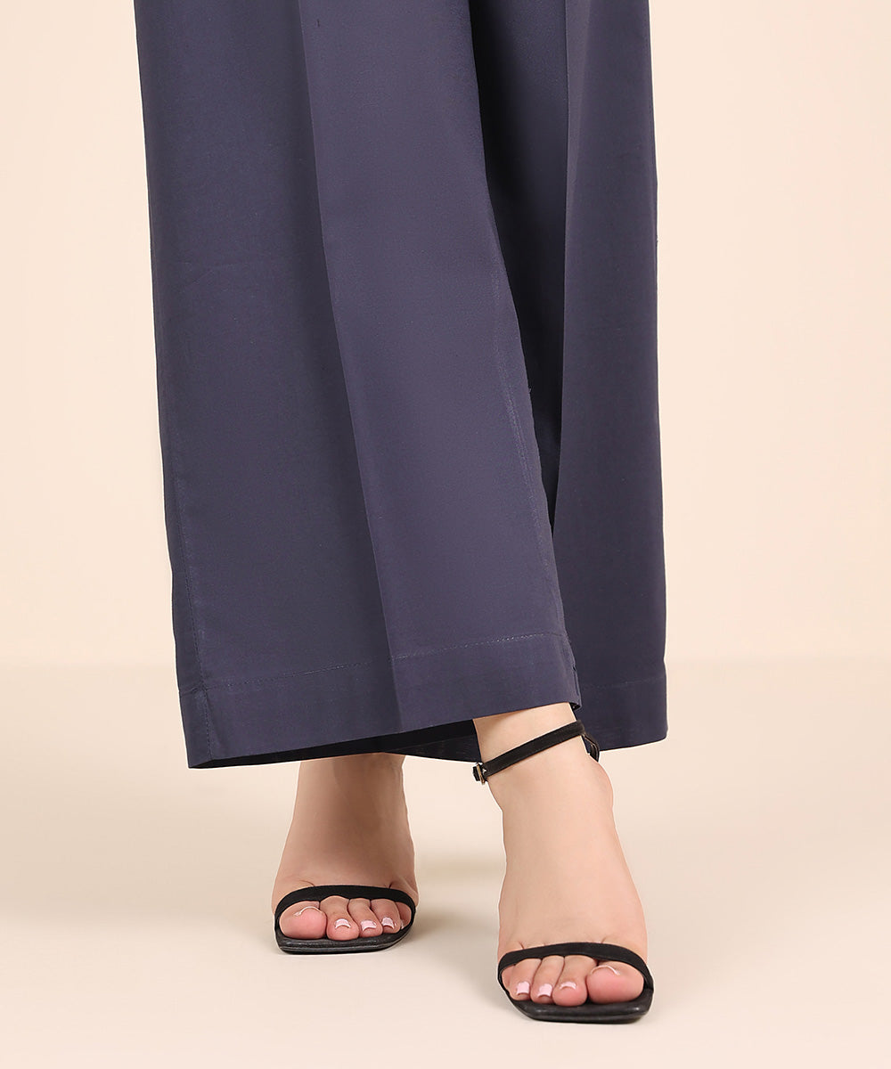 Women's RTW Cambric Blue Solid Culottes