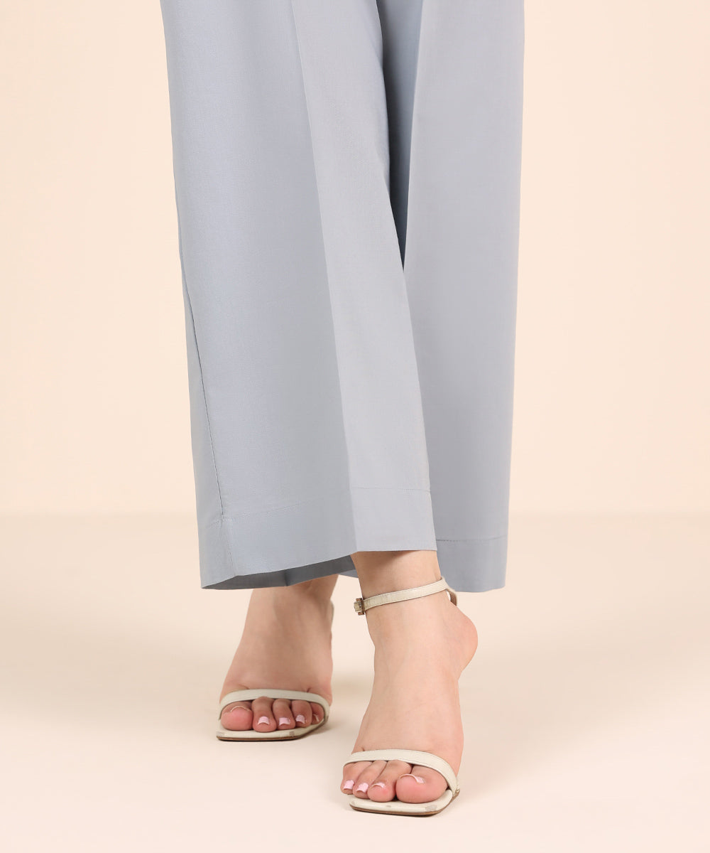 Women's RTW Cambric Blue Solid Culottes