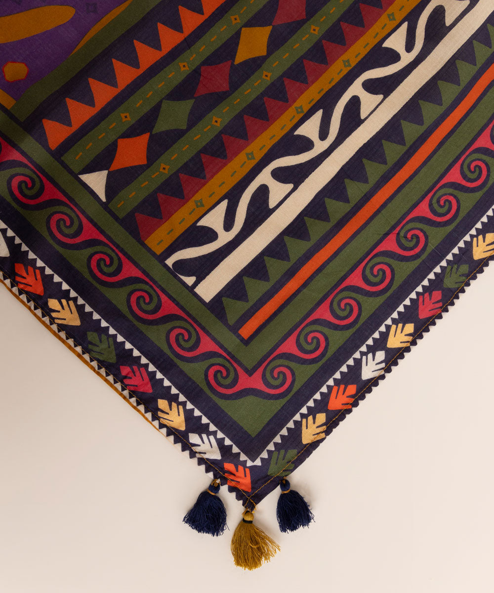 Textured Voile Multi Printed Dupatta