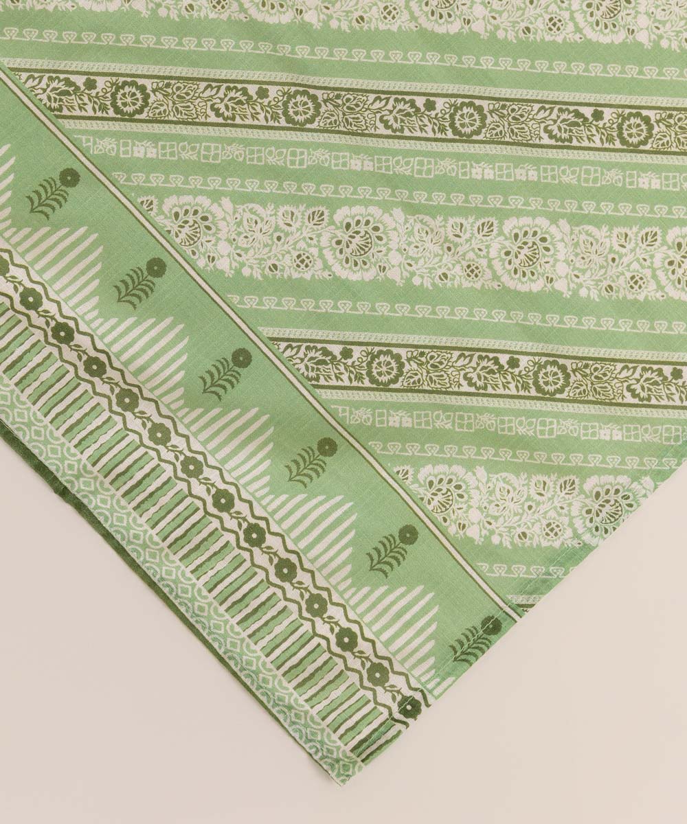 Textured Voile Green Printed Dupatta