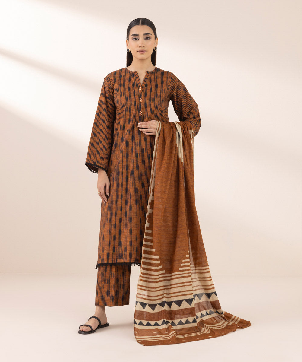 Lawn Brown Printed Dupatta