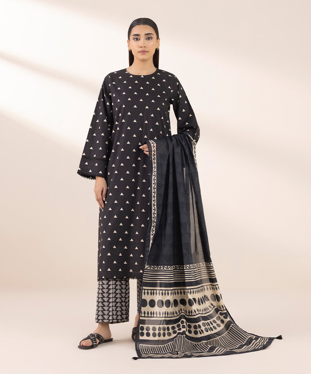 Lawn Black Printed Dupatta