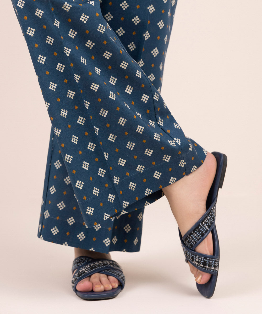 Women's Pret Cambric Blue Printed Culottes