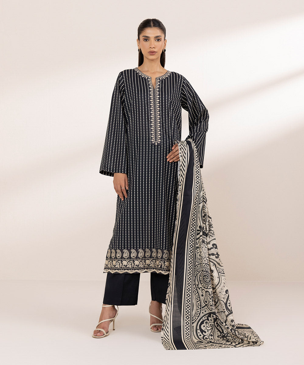 Fine Voile Black Printed Dupatta