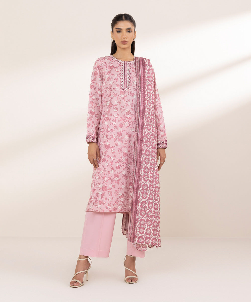 Fine Voile Purple Printed Dupatta