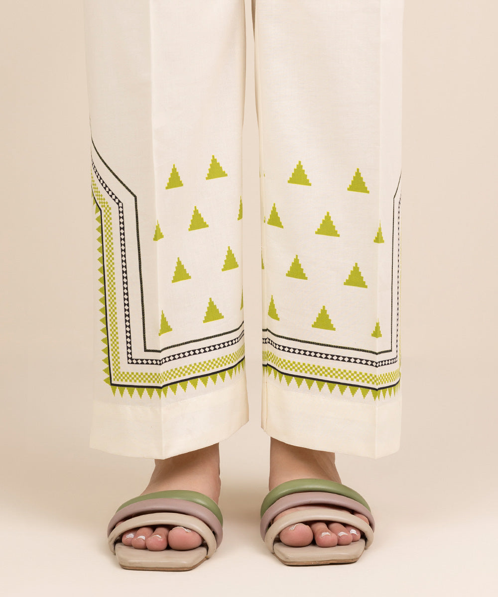 Women's RTW Cambric Off White Printed Culottes