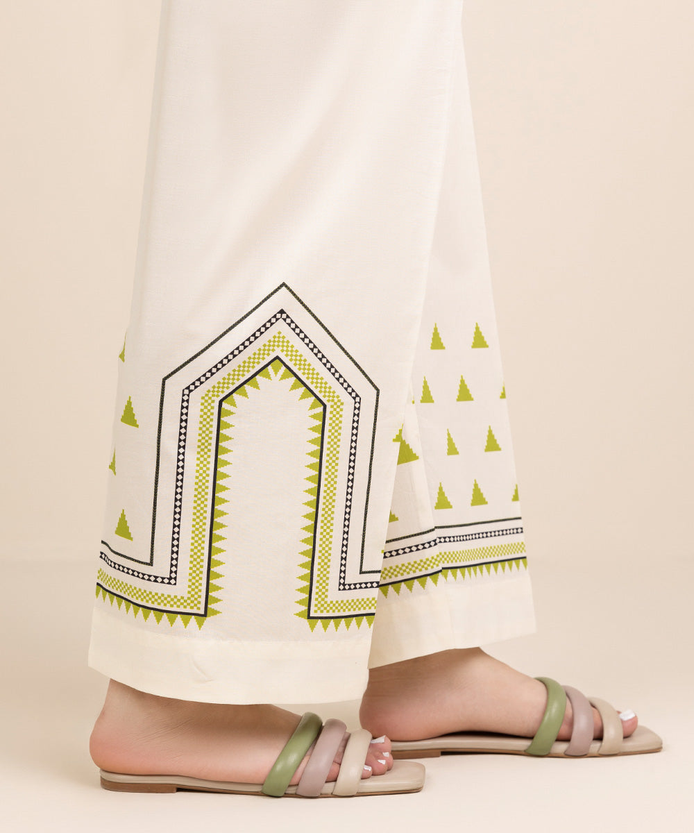 Women's RTW Cambric Off White Printed Culottes