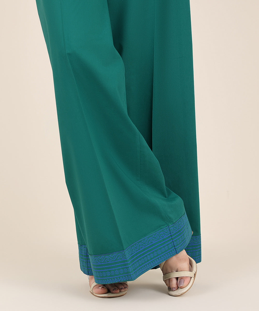 Women's RTW Cambric Green Solid Culottes