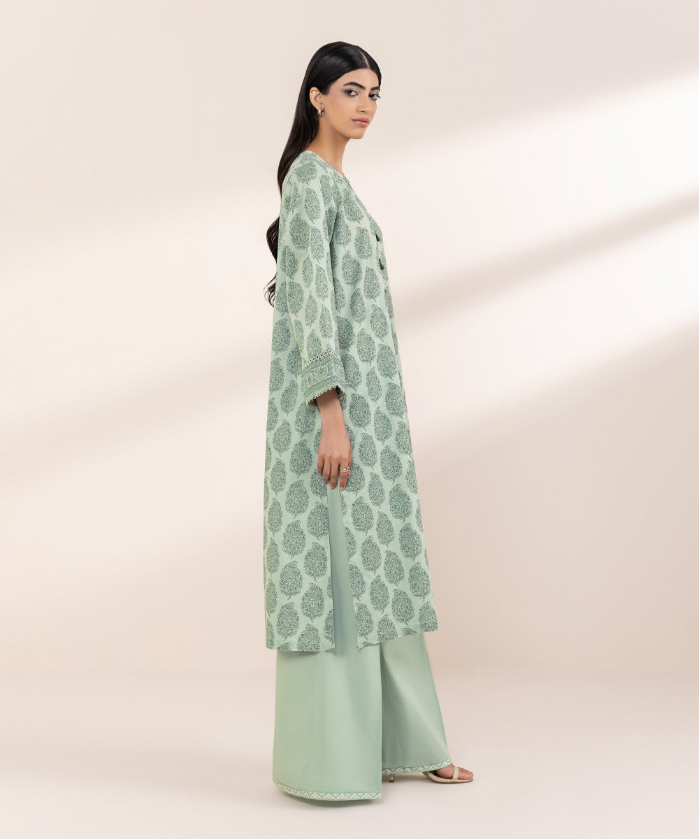 Women's RTW Lawn Green Printed A-Line Shirt
