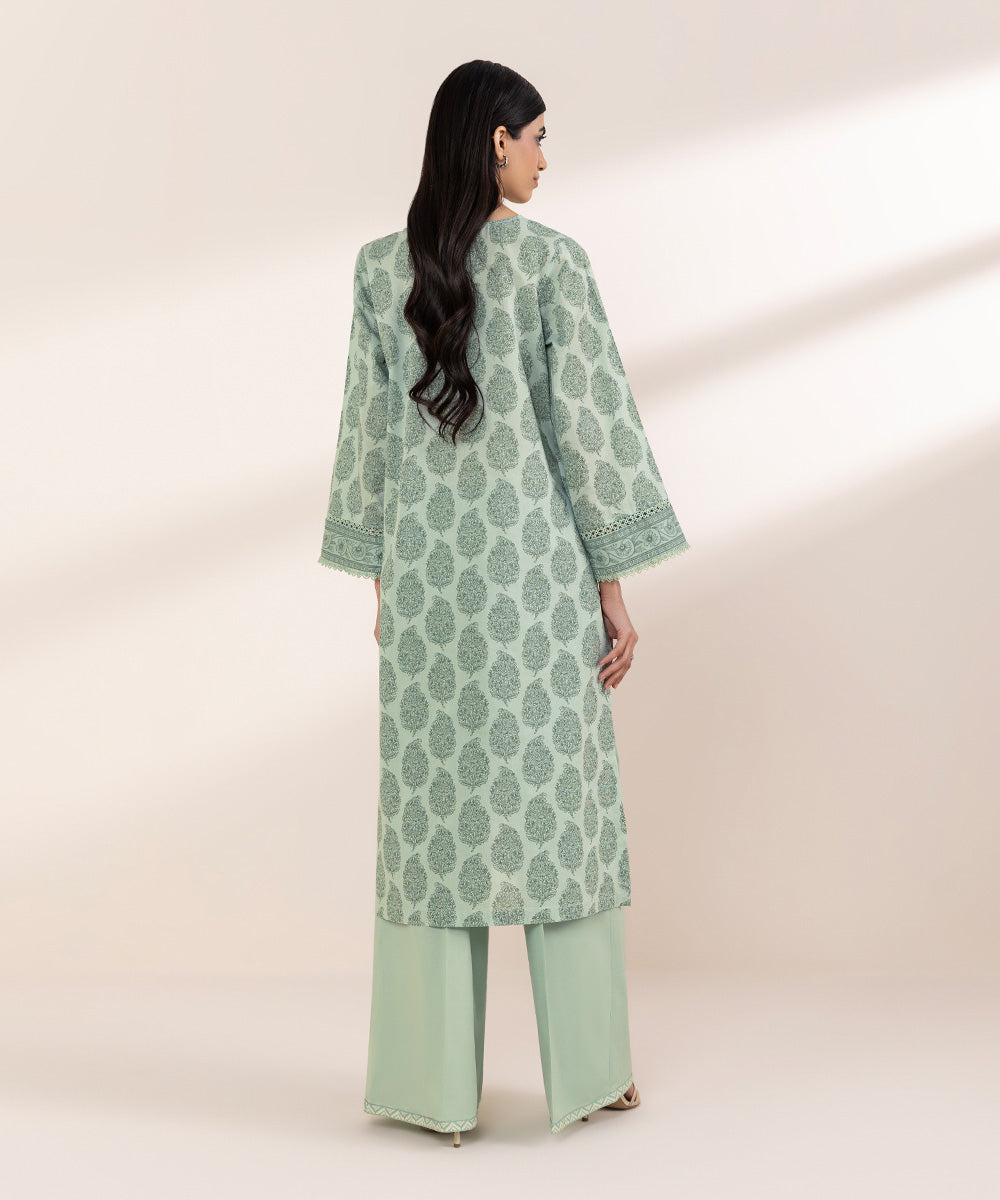 Women's RTW Lawn Green Printed A-Line Shirt