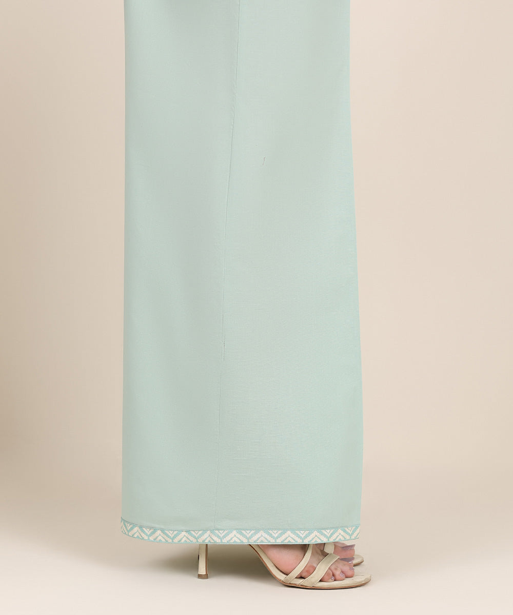 Women's RTW Cambric Blue Solid Flared Pants