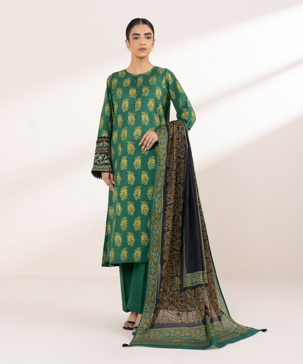 Lawn Green Printed Dupatta