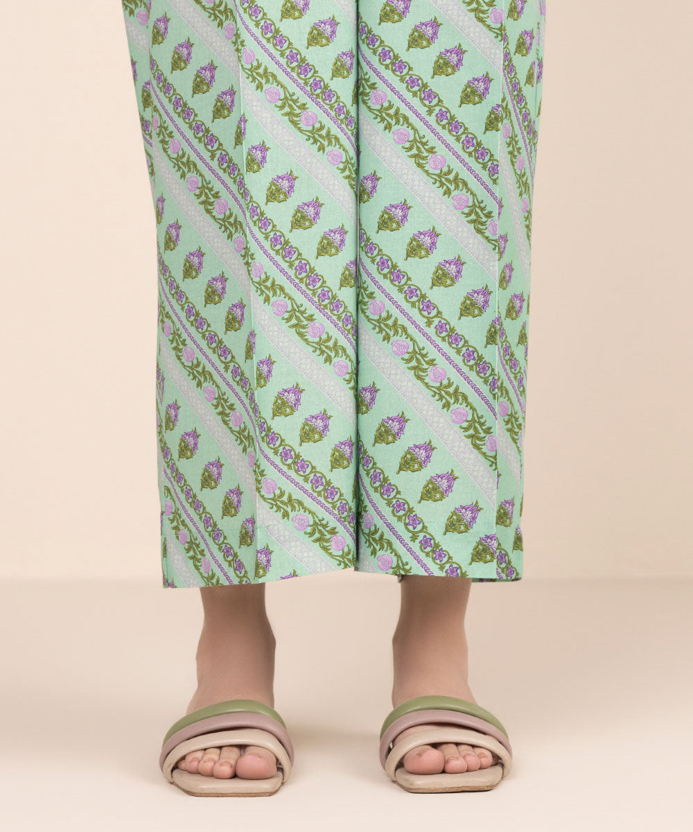 Women's RTW Cambric Green Printed Culottes