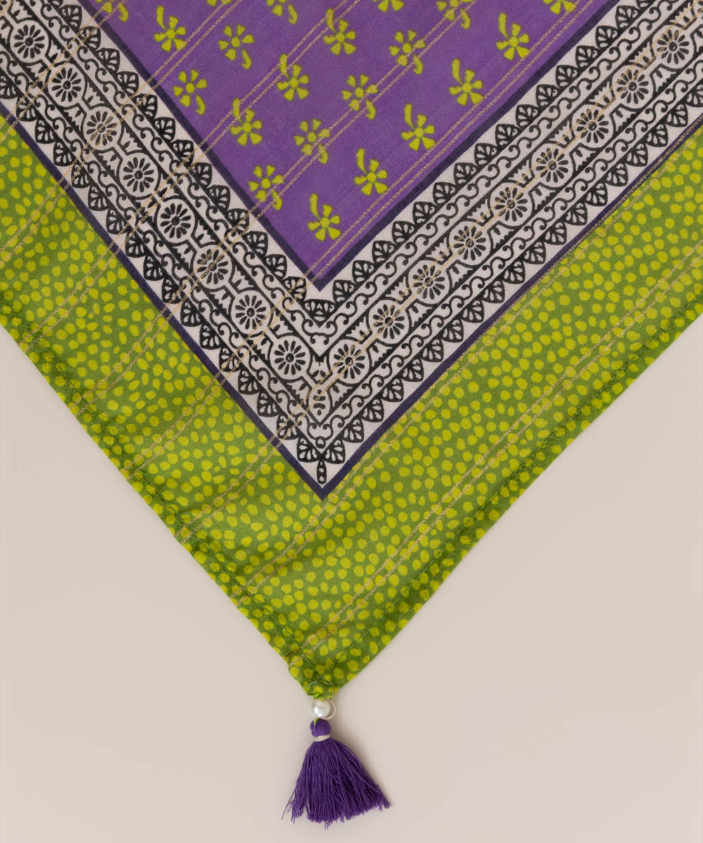 Zari Voile Purple Printed Dupatta